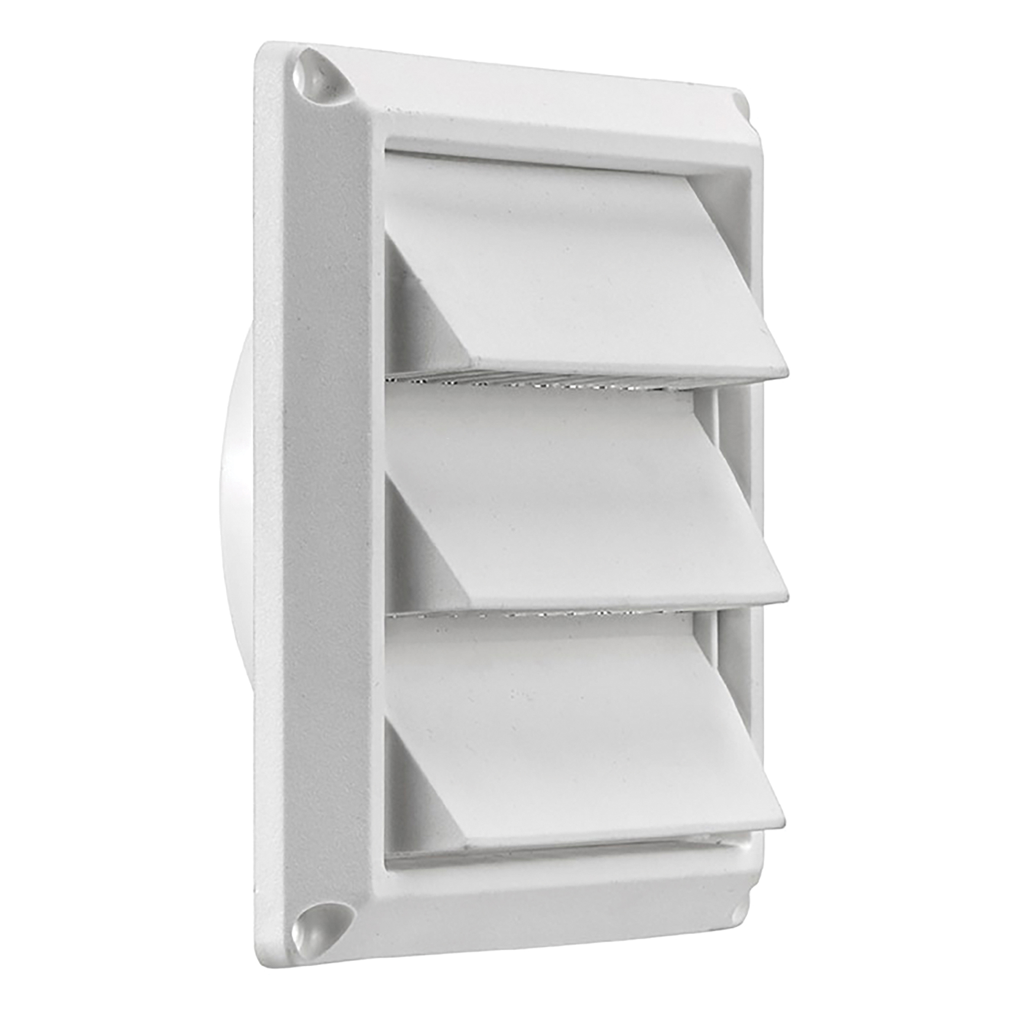 Lambro 4in. Plastic Air Intake Louver Vent — White, Rain Guard, Removable Screen, Model# 604W